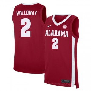 Aden Holloway Alabama Crimson Tide #2 Crimson Men Basketball Embroidery Jersey - Authentic Player Edition 20957691