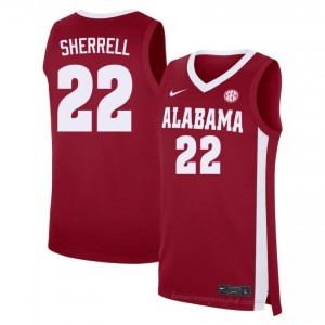 Aiden Sherrell Alabama Crimson Tide #22 Crimson Men Basketball Embroidery Jersey - Authentic Player Edition 89521853