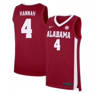 Exquisitely Embroidered Bama #4 Davion Hannah Crimson Men Authentic Basketball Jersey - NCAA Licensed & Trusted 88135605
