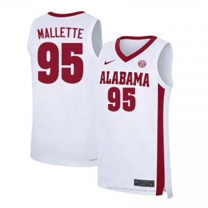 Crimson Tide Houston Mallette Men White #95 High School Basketball Jersey - game-day Ready Performance Fit 90191515