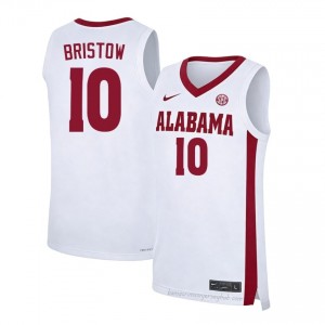 Crimson Tide Keitenn Bristow Men White #10 High School Basketball Jersey - game-day Ready Performance Fit 88260102
