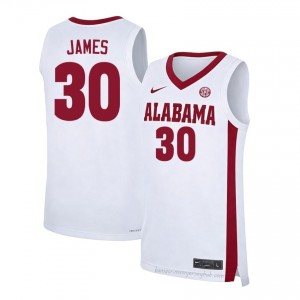 Crimson Tide Klark James Men White #30 High School Basketball Jersey - game-day Ready Performance Fit 94659957