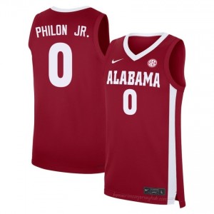 Exquisitely Embroidered Bama #0 Labaron Philon Jr. Crimson Men Authentic Basketball Jersey - NCAA Licensed & Trusted 63954822