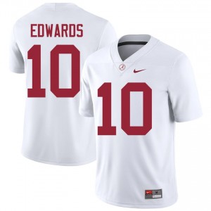 Jireh Edwards Bama #10 White Men Football Embroidery Jersey - Authentic Player Edition 39699617