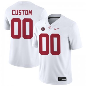 Exquisitely Embroidered Alabama Crimson Tide #00 Custom White Men Authentic Football Jersey - NCAA Licensed & Trusted 91753106
