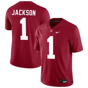 Exquisitely Embroidered Alabama Crimson Tide #1 Domani Jackson Crimson Men Authentic Football Jersey - NCAA Licensed & Trusted 82188199