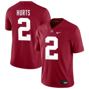 Exquisitely Embroidered Bama #2 Jalen Hurts Crimson Men Authentic Football Jersey - NCAA Licensed & Trusted 97709072