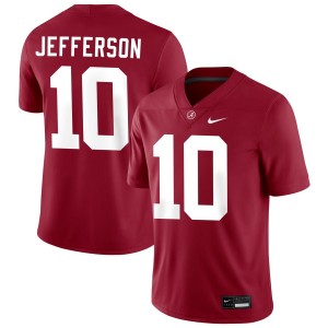 Exquisitely Embroidered Alabama Crimson Tide #10 Justin Jefferson Crimson Men Authentic Football Jersey - NCAA Licensed & Trusted 94075481