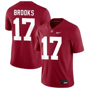 Exquisitely Embroidered Alabama Crimson Tide #17 Lotzeir Brooks Crimson Men Authentic Football Jersey - NCAA Licensed & Trusted 24282009