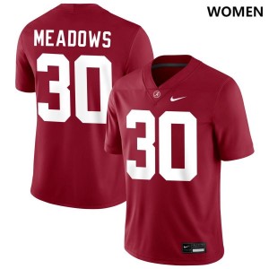 Exquisitely Embroidered Alabama Crimson Tide #30 Derek Meadows Crimson Women Authentic Football Jersey - NCAA Licensed & Trusted 15680780