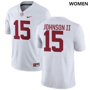 Alabama Duke Johnson II Women White #15 NCAA Football Jersey - Game Day Ready Performance Fit 93258063
