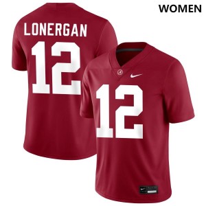 Dylan Lonergan Bama #12 Crimson Women Football Embroidery Jersey - Authentic Player Edition 14083259
