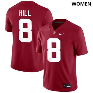Justin Hill Bama #8 Crimson Women Football Embroidery Jersey - Authentic Player Edition 38917269