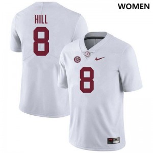 Original #8 Justin Hill Crimson Tide White Women Stitched Football Jersey - NCAA Compliant & Fan-Approved 89245293