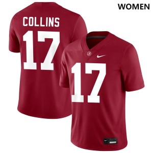 Kelby Collins Bama #17 Crimson Women Football Embroidery Jersey - Authentic Player Edition 24442426