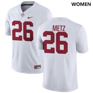 Original #26 Luke Metz Crimson Tide White Women Stitched Football Jersey - NCAA Compliant & Fan-Approved 64765560