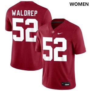 Exquisitely Embroidered Alabama Crimson Tide #52 Mal Waldrep Crimson Women Authentic Football Jersey - NCAA Licensed & Trusted 55062026