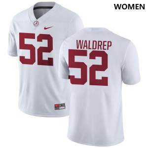 Alabama Mal Waldrep Women White #52 NCAA Football Jersey - Game Day Ready Performance Fit 98277273