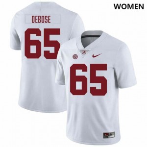 Alabama Micah DeBose Women White #65 NCAA Football Jersey - Game Day Ready Performance Fit 75526301