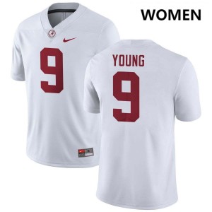 Alabama Richard Young Women White #9 NCAA Football Jersey - Game Day Ready Performance Fit 89829405