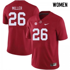Exquisitely Embroidered Alabama Crimson Tide #26 Jam Miller Crimson Women Authentic Football Jersey - NCAA Licensed & Trusted 47179192