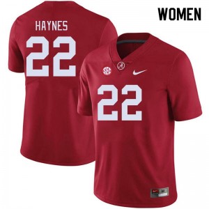 Exquisitely Embroidered Alabama Crimson Tide #22 Justice Haynes Crimson Women Authentic Football Jersey - NCAA Licensed & Trusted 32515754