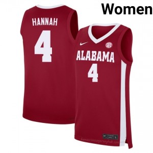 Davion Hannah Alabama Crimson Tide #4 Crimson Women Basketball Embroidery Jersey - Authentic Player Edition 51478008