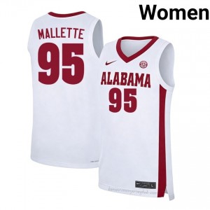 Original #95 Houston Mallette Alabama White Women Stitched Basketball Jersey - NCAA Compliant & Fan-Approved 96539321