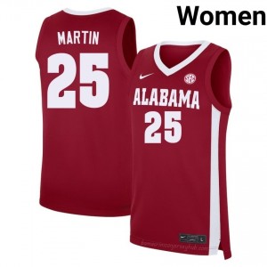 Exquisitely Embroidered Bama #25 Jacob Martin Crimson Women Authentic Basketball Jersey - NCAA Licensed & Trusted 78097226