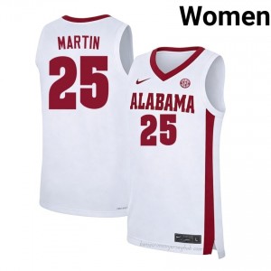 Crimson Tide Jacob Martin Women White #25 High School Basketball Jersey - game-day Ready Performance Fit 82552200