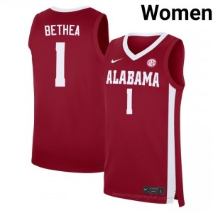 Jalil Bethea Alabama Crimson Tide #1 Crimson Women Basketball Embroidery Jersey - Authentic Player Edition 68721748