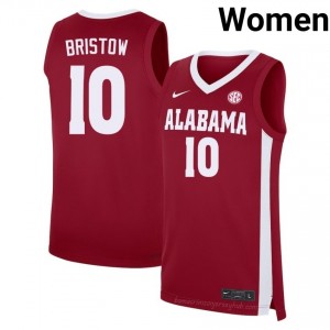 Keitenn Bristow Alabama Crimson Tide #10 Crimson Women Basketball Embroidery Jersey - Authentic Player Edition 38900710