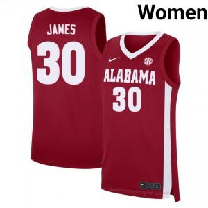 Klark James Alabama Crimson Tide #30 Crimson Women Basketball Embroidery Jersey - Authentic Player Edition 66246415