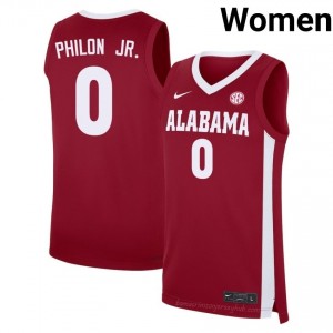 Labaron Philon Jr. Alabama Crimson Tide #0 Crimson Women Basketball Embroidery Jersey - Authentic Player Edition 23224353