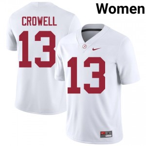 Ezavier Crowell Bama #13 White Women Football Embroidery Jersey - Authentic Player Edition 70196846