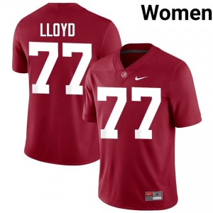 Exquisitely Embroidered Alabama Crimson Tide #77 Jackson Lloyd Crimson Women Authentic Football Jersey - NCAA Licensed & Trusted 80899405