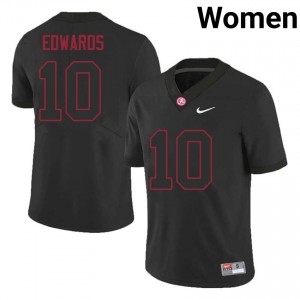 Jireh Edwards Bama #10 Black Women Football Embroidery Jersey - Authentic Player Edition 13898438