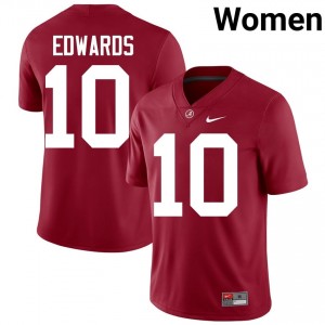 Exquisitely Embroidered Alabama Crimson Tide #10 Jireh Edwards Crimson Women Authentic Football Jersey - NCAA Licensed & Trusted 77698466