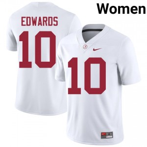 Alabama Jireh Edwards Women White #10 College Football Jersey - Game Day Ready Performance Fit 78656117