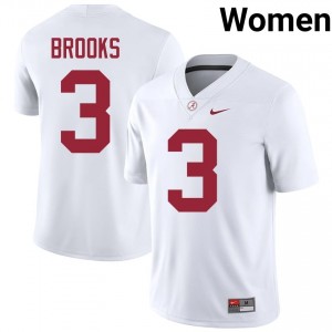 Exquisitely Embroidered Alabama Crimson Tide #3 Lotzeir Brooks White Women Authentic Football Jersey - NCAA Licensed & Trusted 77712419