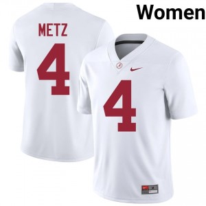 Luke Metz Bama #4 White Women Football Embroidery Jersey - Authentic Player Edition 13446352