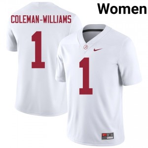 Exquisitely Embroidered Alabama Crimson Tide #1 Ryan Coleman-Williams White Women Authentic Football Jersey - NCAA Licensed & Trusted 97190274