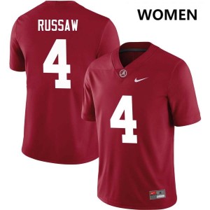 Exquisitely Embroidered Alabama Crimson Tide #4 Qua Russaw Crimson Women Authentic Football Jersey - NCAA Licensed & Trusted 45167309