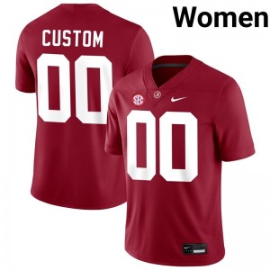Custom Bama #00 Crimson Women Football Embroidery Jersey - Authentic Player Edition 19403986