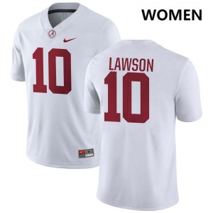 Alabama Deontae Lawson Women White #0 NCAA Football Jersey - Game Day Ready Performance Fit 36872335