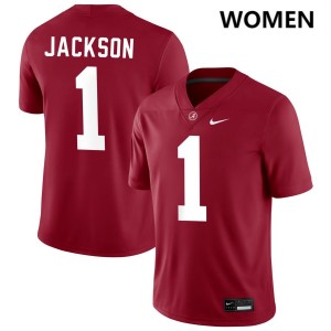 Domani Jackson Bama #1 Crimson Women Football Embroidery Jersey - Authentic Player Edition 14799258