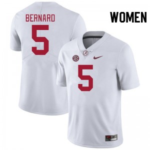 Alabama Germie Bernard Women White #5 NCAA Football Jersey - Game Day Ready Performance Fit 55442644
