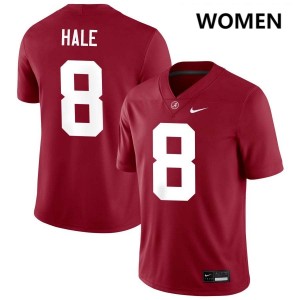 Jalen Hale Bama #8 Crimson Women Football Embroidery Jersey - Authentic Player Edition 12482486
