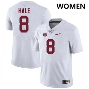 Original #8 Jalen Hale Crimson Tide White Women Stitched Football Jersey - NCAA Compliant & Fan-Approved 18590438