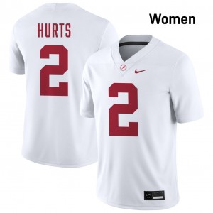 Exquisitely Embroidered Bama #2 Jalen Hurts White Women Authentic Football Jersey - NCAA Licensed & Trusted 84464146